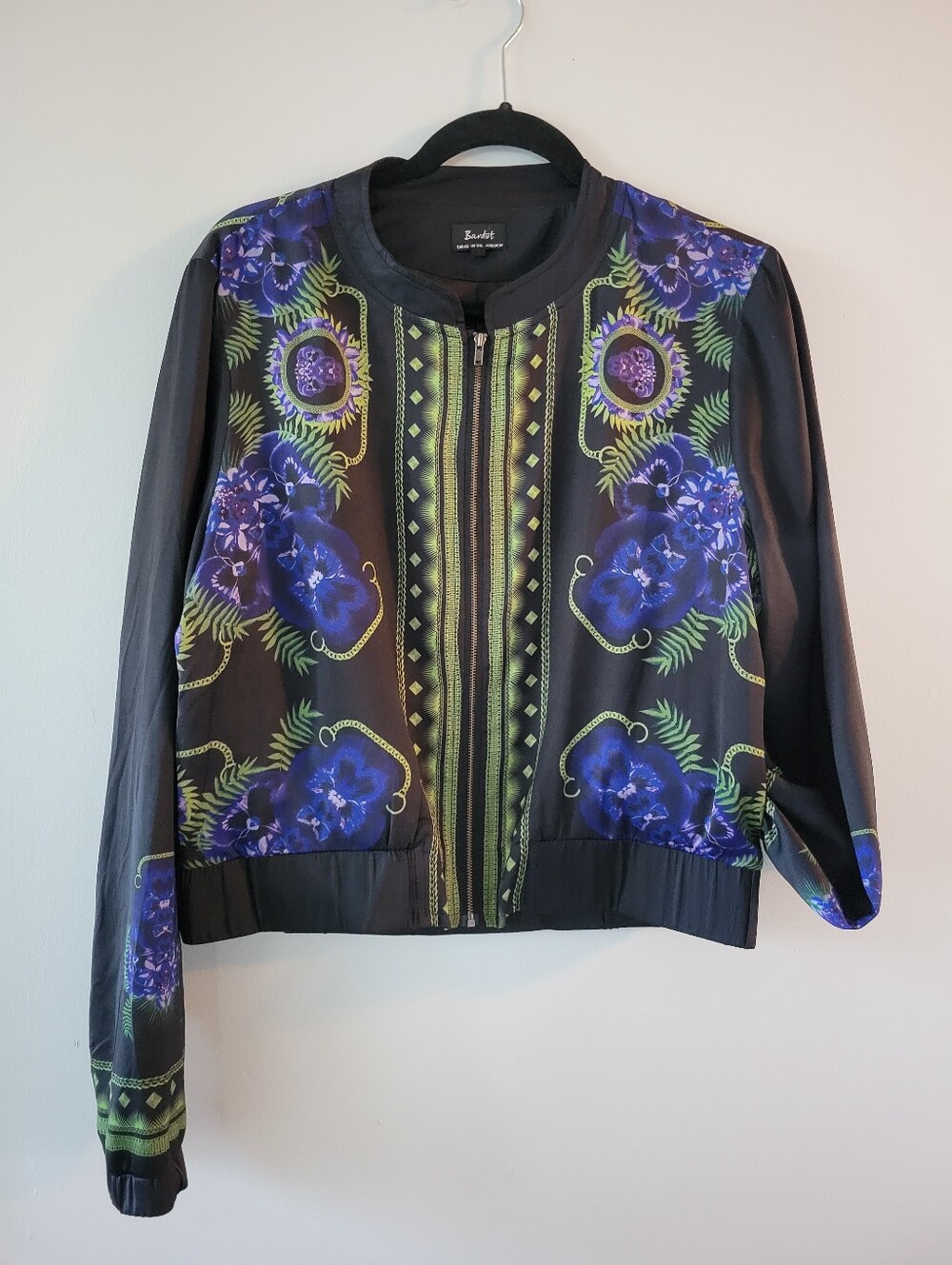 Bardot Floral Pansy Bomber Jacket - NWOT - Size L (US 10 / EUR 42)